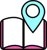 Icon of a placemark pinpointing a spot in an open book